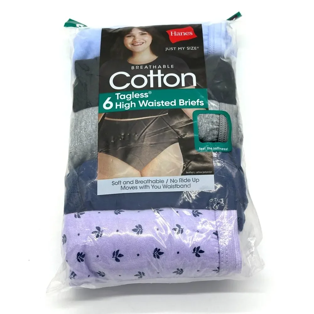 Hanes Women's Cotton High Waisted Briefs Just My Size 12 / 4X Underwear 6 pk - Picture 8 of 9